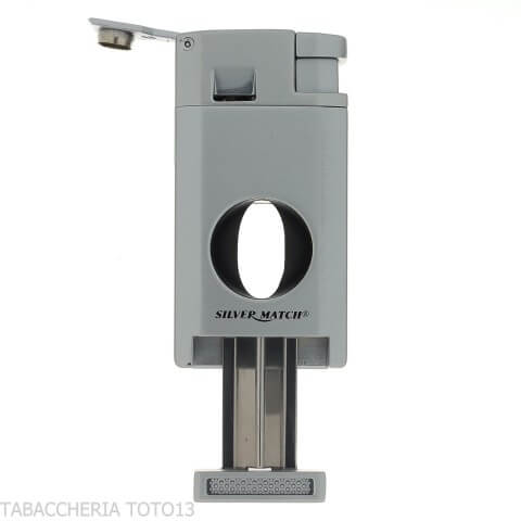 Silver Match Dublin Silver Double Jet Flame Lighter with V-Cut Cigar Cutter-Lighter For Cigar