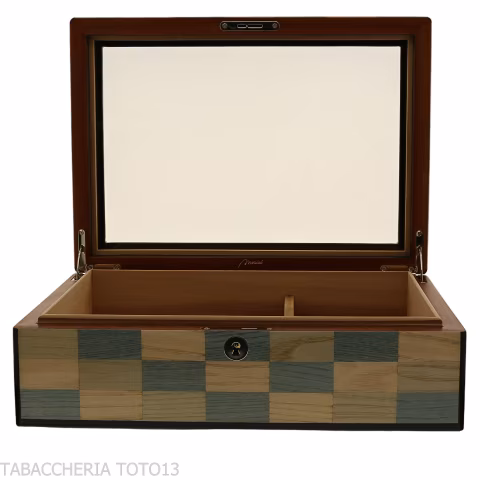 Morici Laguna humidor with glass lid and inlay finish | High quality