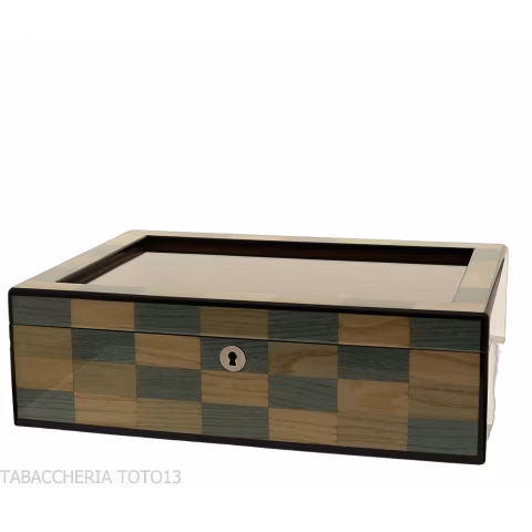 Morici Laguna humidor with glass lid and inlay finish | High quality