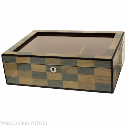 Morici Laguna Humidor mit Glasdeckel und Intarsien
