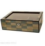 Morici Laguna scatola umidificata coperchio vetro finitura intarsio