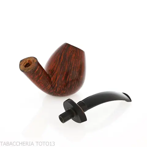 Pipe Gheppo forme brandy courbée, finition bruyère naturelle polie