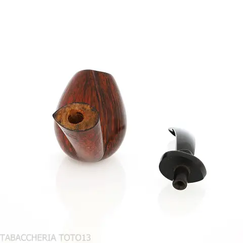 Gheppo pipa grande forma brandy curva finitura radica naturale lucida