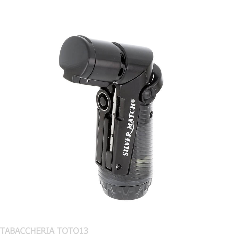 Silver Match Skopje Triple Jet Flame with Punch, Black - Lighter For Cigar - Silver Match