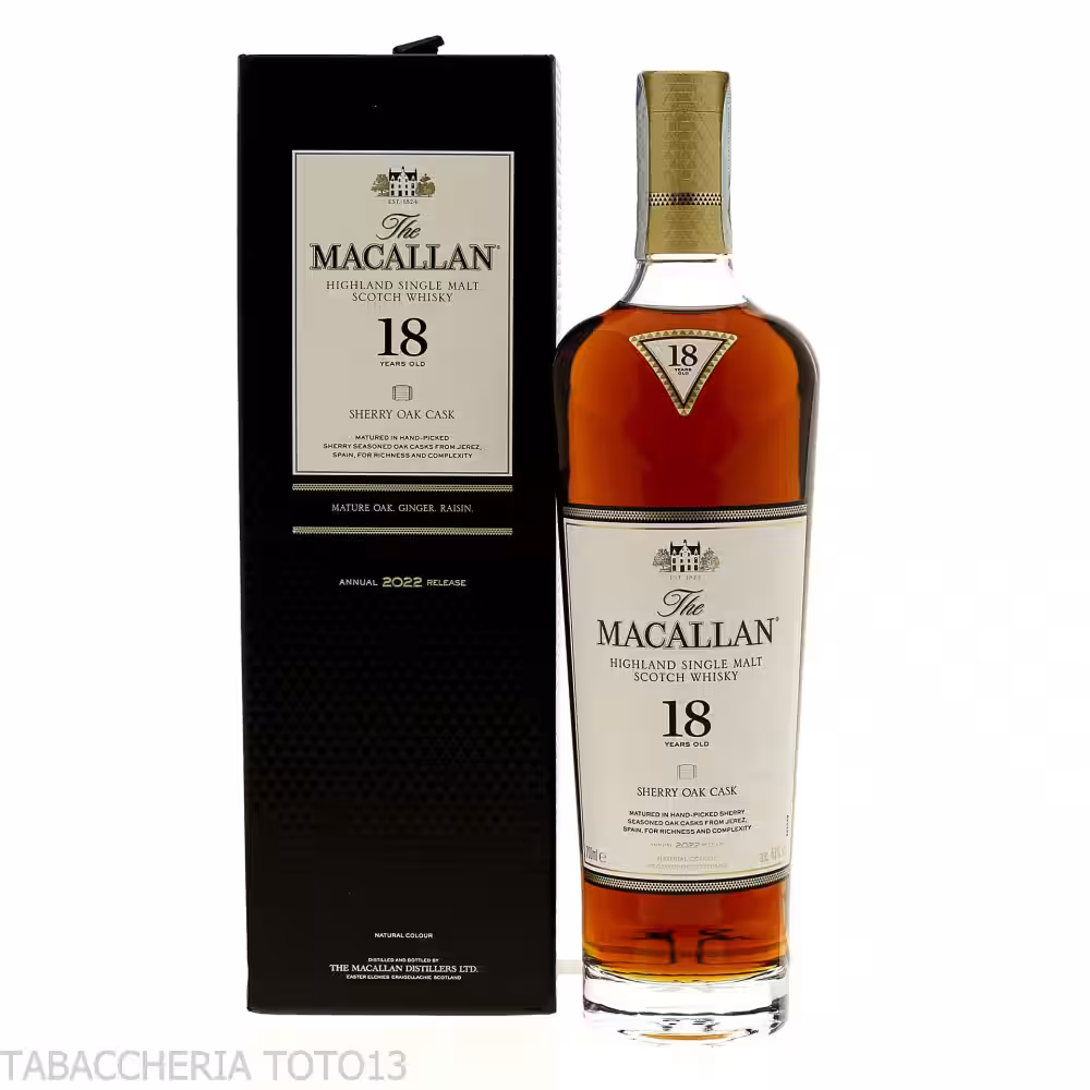 Raro Single malt whisky Macallan 18 Y.O. Sherry Oak Cask edizione 2023