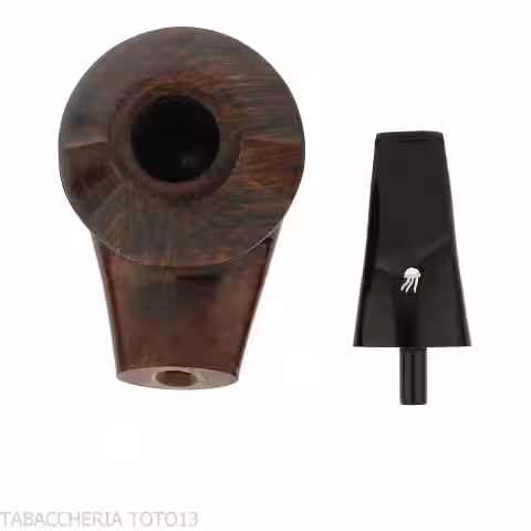 Iconic Valbruna Rhodesian-shaped pipe in dark polished briar