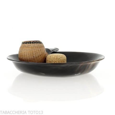 Posacenere corno naturale scuro con sughero per svuotare la pipa