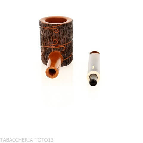 Pipa Amorelli Poker con grabado de pluma de San Michele | Ultraligera