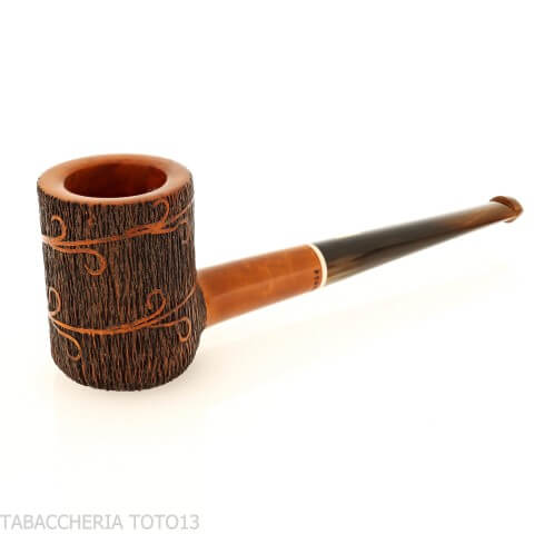Pipe Poker Amorelli avec gravure de plumes de San Michele Ultra-légère