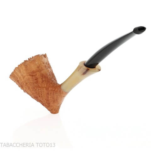 C-Pfeife in Cavalier-Form aus sandgestrahltem Bruyèreholz