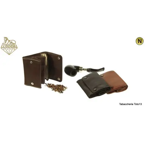 Nappa leather bag with 2 buttons and rubberized compartment for tobacco - Accessories for tobacco pipes