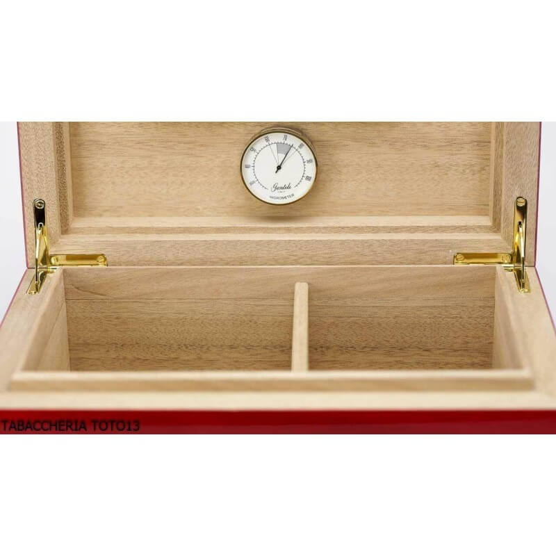 Gentili coffret humidifié pour 40 cigares, finition rouge transparent - Ebanisteria Gentili Fabrizio Srl