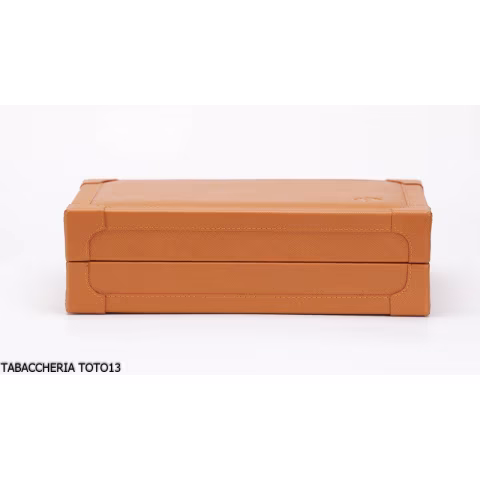 Cartujano viaje rectangular humidor de cuero de color naranja o marrón - Accesorios Del Cigarro