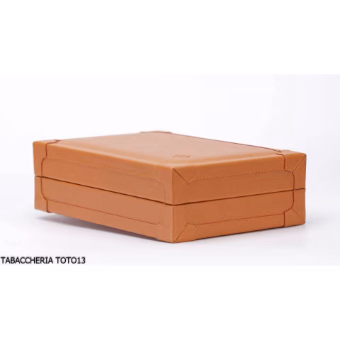 Cartujano viaje rectangular humidor de cuero de color naranja o marrón - Accesorios Del Cigarro