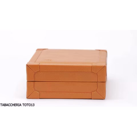 Cartujano viaje rectangular humidor de cuero de color naranja o marrón - Accesorios Del Cigarro