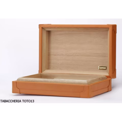 Cartujano viaje rectangular humidor de cuero de color naranja o marrón - Accesorios Del Cigarro