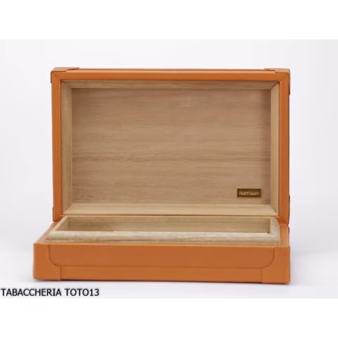 Cartujano viaje rectangular humidor de cuero de color naranja o marrón - Accesorios Del Cigarro