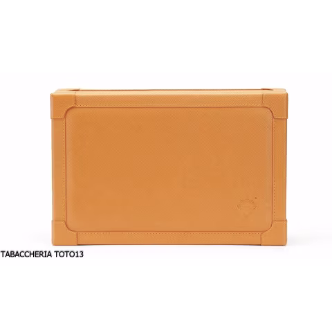 Cartujano viaje rectangular humidor de cuero de color naranja o marrón - Accesorios Del Cigarro