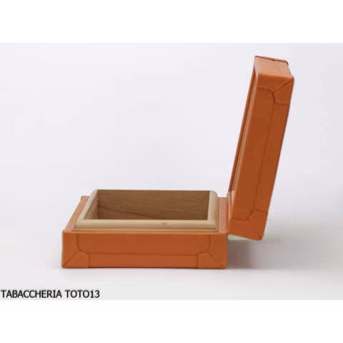 Cartujano viaje rectangular humidor de cuero de color naranja o marrón - Accesorios Del Cigarro