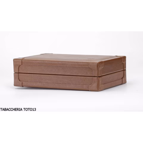 Cartujano viaje rectangular humidor de cuero de color naranja o marrón - Accesorios Del Cigarro