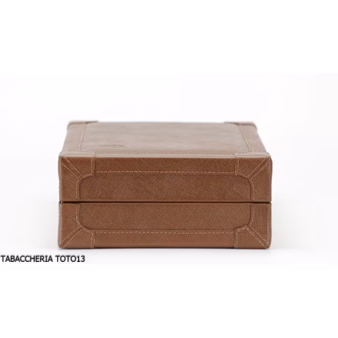 Cartujano viaje rectangular humidor de cuero de color naranja o marrón - Accesorios Del Cigarro