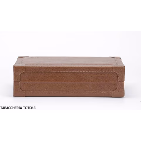 Cartujano viaje rectangular humidor de cuero de color naranja o marrón - Accesorios Del Cigarro