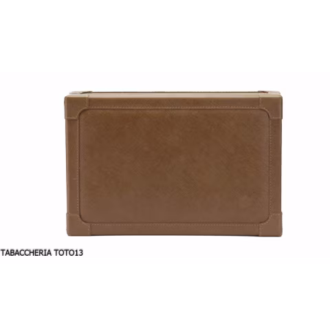 Cartujano viaje rectangular humidor de cuero de color naranja o marrón - Accesorios Del Cigarro