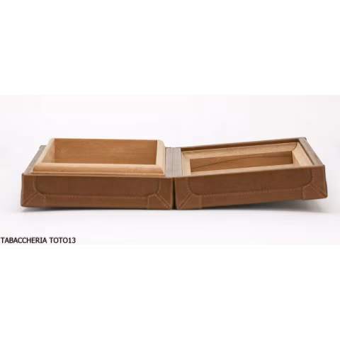 Cartujano viaje rectangular humidor de cuero de color naranja o marrón - Accesorios Del Cigarro