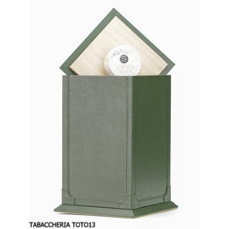 Cartujano vertical humidor lined green leather - Accessories Cigar - Leather, Wood