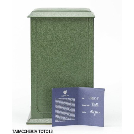 Cartujano vertical humidor lined green leather - Accessories Cigar - Leather, Wood