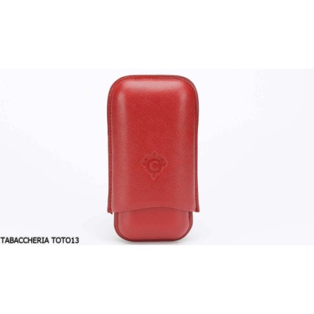 Cartujano cigarro del bolsillo adecuado para 2 toro, en piel de color rojo - Accesorios Del Cigarro