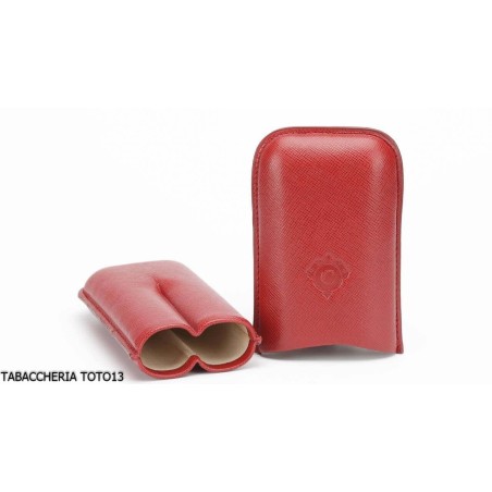 Cartujano cigarro del bolsillo adecuado para 2 toro, en piel de color rojo - Accesorios Del Cigarro