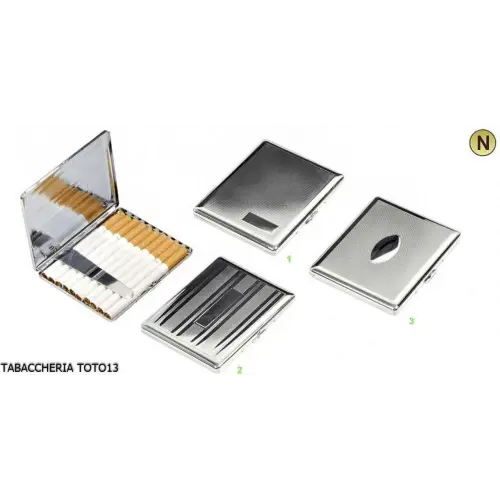 Caja de cigarrillos en metal cromado diseñado para cigarros largos - Accesorios Para Cigarrillos y Laminado