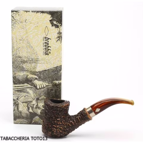 Pfeife Brebbia naive rusticated braun, mod gebogene Mundstück. 7069 - Tabakpfeifen