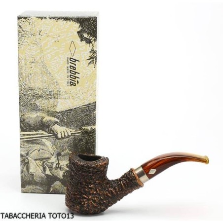 Pipe brebbia naive rusticated brown, mod curved mouthpiece. 7069 - Tobacco Pipes - Natural root