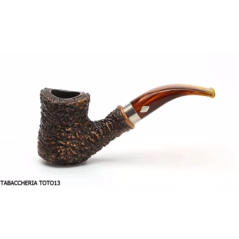 Pfeife Brebbia naive rusticated braun, mod gebogene Mundstück. 7069 - Tabakpfeifen