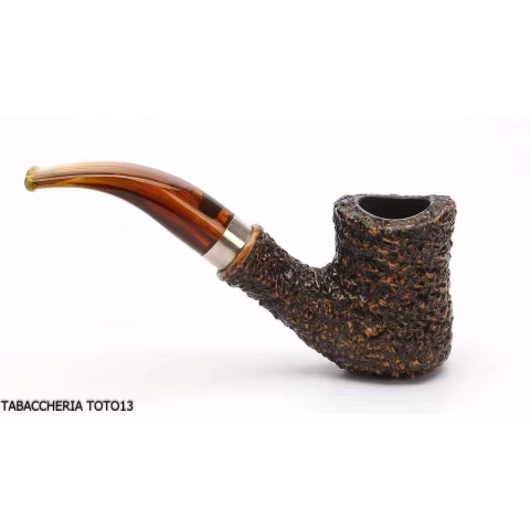 Pfeife Brebbia naive rusticated braun, mod gebogene Mundstück. 7069 - Tabakpfeifen