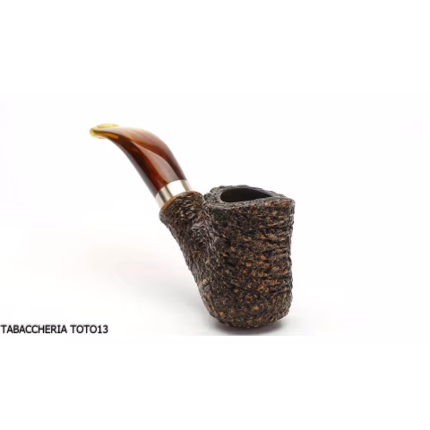 Pfeife Brebbia naive rusticated braun, mod gebogene Mundstück. 7069 - Tabakpfeifen