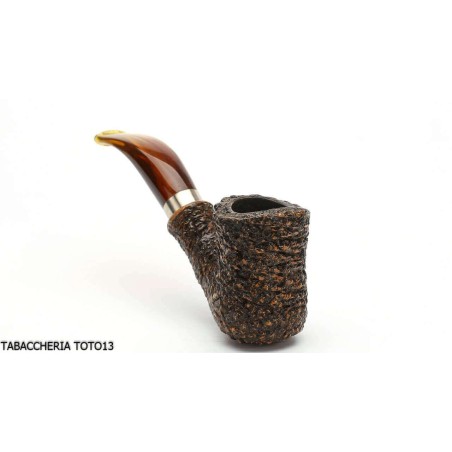 Pipe brebbia naive rusticated brown, mod curved mouthpiece. 7069 - Tobacco Pipes - Natural root