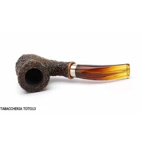 Pfeife Brebbia naive rusticated braun, mod gebogene Mundstück. 7069 - Tabakpfeifen