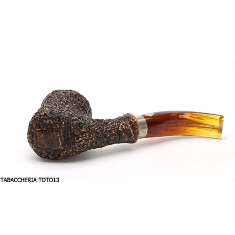 Pfeife Brebbia naive rusticated braun, mod gebogene Mundstück. 7069 - Tabakpfeifen