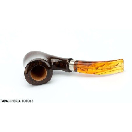 Pipe Brebbia Naif polished walnut, mod curved mouthpiece. 7069 - Tobacco Pipes - Natural root