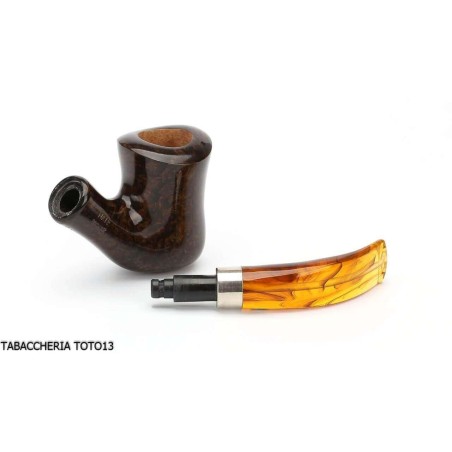 Pipe Brebbia Naif polished walnut, mod curved mouthpiece. 7069 - Tobacco Pipes - Natural root