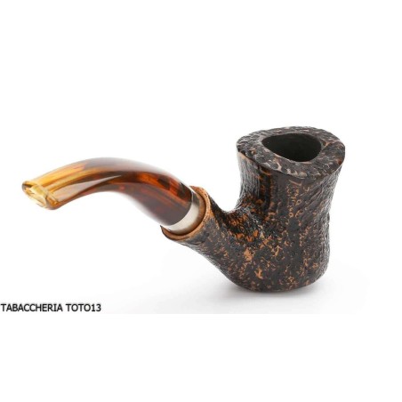 Pipa brebbia naive sandblasted brown, mod curved mouthpiece. 7069 - Tobacco Pipes - Natural root