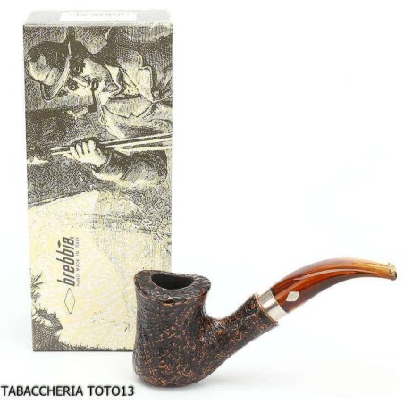 Pipa brebbia naive sandblasted brown, mod curved mouthpiece. 7069 - Tobacco Pipes - Natural root