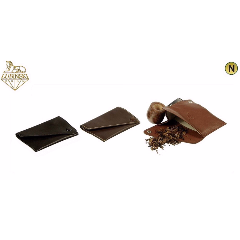 Small bag tobacco brings in brown leather with rubberized inner - Accessories For Cigarettes And Rolling