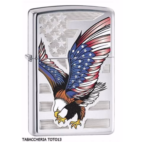 zippo eagle flag star and colored stripes of polished chrome - Lighters