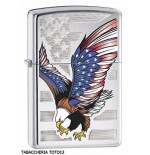 Zippo étoiles aigle drapeau et rayures colorées de chrome poli - Briquets