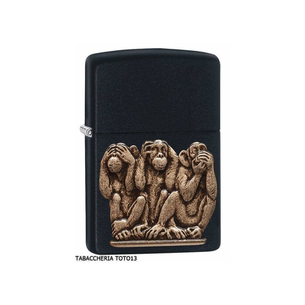 Zippo Tres Monos Negro De Placas - Alumbradores