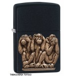 Zippo Tres Monos Negro De Placas - Alumbradores